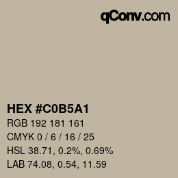 Color code: HEX #C0B5A1 | qconv.com