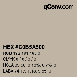 Color code: HEX #C0B5A500 | qconv.com