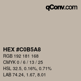 Color code: HEX #C0B5A8 | qconv.com