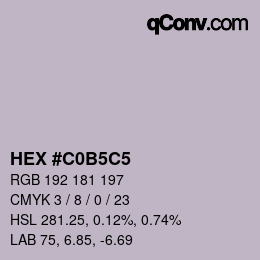 颜色代码: HEX #C0B5C5 | qconv.com