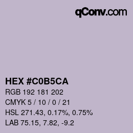 颜色代码: HEX #C0B5CA | qconv.com