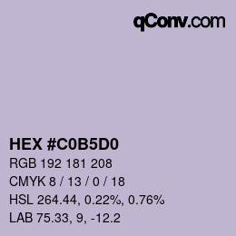 Color code: HEX #C0B5D0 | qconv.com