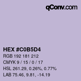 颜色代码: HEX #C0B5D4 | qconv.com