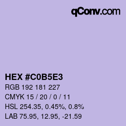 Código de color: HEX #C0B5E3 | qconv.com