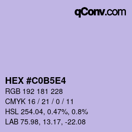 颜色代码: HEX #C0B5E4 | qconv.com