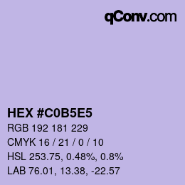 Farbcode: HEX #C0B5E5 | qconv.com
