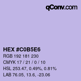 Farbcode: HEX #C0B5E6 | qconv.com