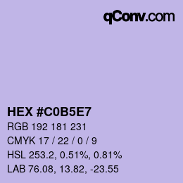 Código de color: HEX #C0B5E7 | qconv.com
