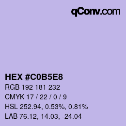 Código de color: HEX #C0B5E8 | qconv.com