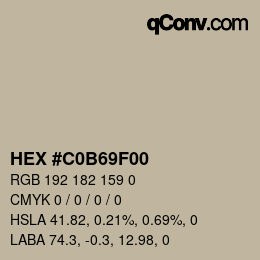 カラーコード: HEX #C0B69F00 | qconv.com