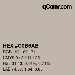 Color code: HEX #C0B6AB | qconv.com