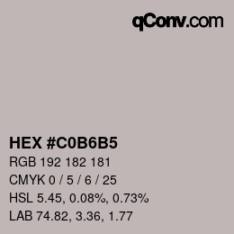 カラーコード: HEX #C0B6B5 | qconv.com