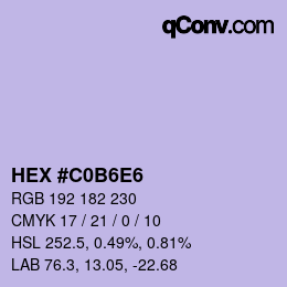 Color code: HEX #C0B6E6 | qconv.com