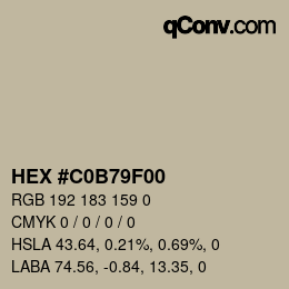 Color code: HEX #C0B79F00 | qconv.com