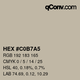 カラーコード: HEX #C0B7A5 | qconv.com