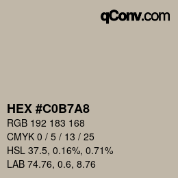 Color code: HEX #C0B7A8 | qconv.com