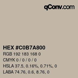 Color code: HEX #C0B7A800 | qconv.com