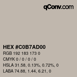 Color code: HEX #C0B7AD00 | qconv.com