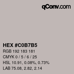 Color code: HEX #C0B7B5 | qconv.com