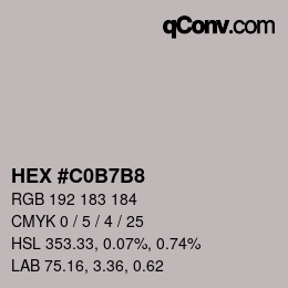 Color code: HEX #C0B7B8 | qconv.com