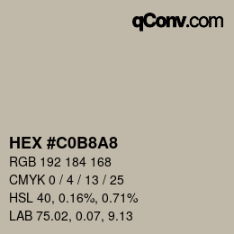 カラーコード: HEX #C0B8A8 | qconv.com