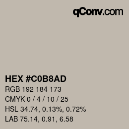 カラーコード: HEX #C0B8AD | qconv.com