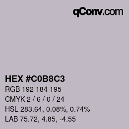 Color code: HEX #C0B8C3 | qconv.com