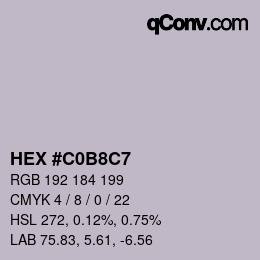 Color code: HEX #C0B8C7 | qconv.com