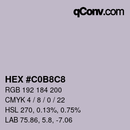 Color code: HEX #C0B8C8 | qconv.com