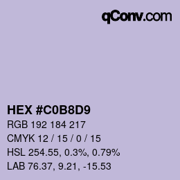 Color code: HEX #C0B8D9 | qconv.com