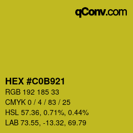 颜色代码: HEX #C0B921 | qconv.com