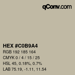 Color code: HEX #C0B9A4 | qconv.com