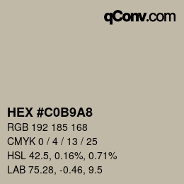 Color code: HEX #C0B9A8 | qconv.com