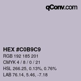 Color code: HEX #C0B9C9 | qconv.com