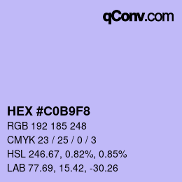 Color code: HEX #C0B9F8 | qconv.com