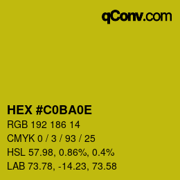 Color code: HEX #C0BA0E | qconv.com