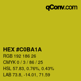 Color code: HEX #C0BA1A | qconv.com