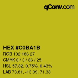 Color code: HEX #C0BA1B | qconv.com