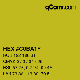 カラーコード: HEX #C0BA1F | qconv.com