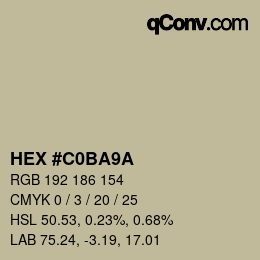 Color code: HEX #C0BA9A | qconv.com