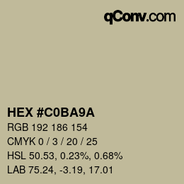 Color code: HEX #C0BA9A | qconv.com