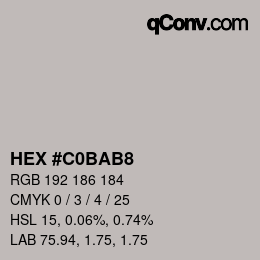 Color code: HEX #C0BAB8 | qconv.com