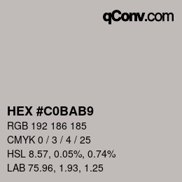 Color code: HEX #C0BAB9 | qconv.com