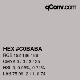 Color code: HEX #C0BABA | qconv.com