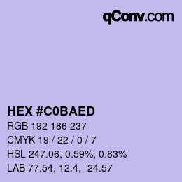 Color code: HEX #C0BAED | qconv.com