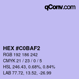 カラーコード: HEX #C0BAF2 | qconv.com