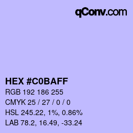 Color code: HEX #C0BAFF | qconv.com