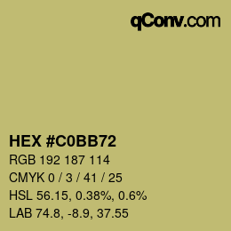Farbcode: HEX #C0BB72 | qconv.com