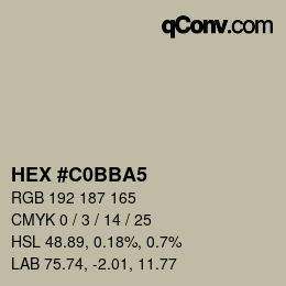 颜色代码: HEX #C0BBA5 | qconv.com