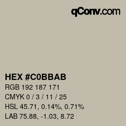 Color code: HEX #C0BBAB | qconv.com